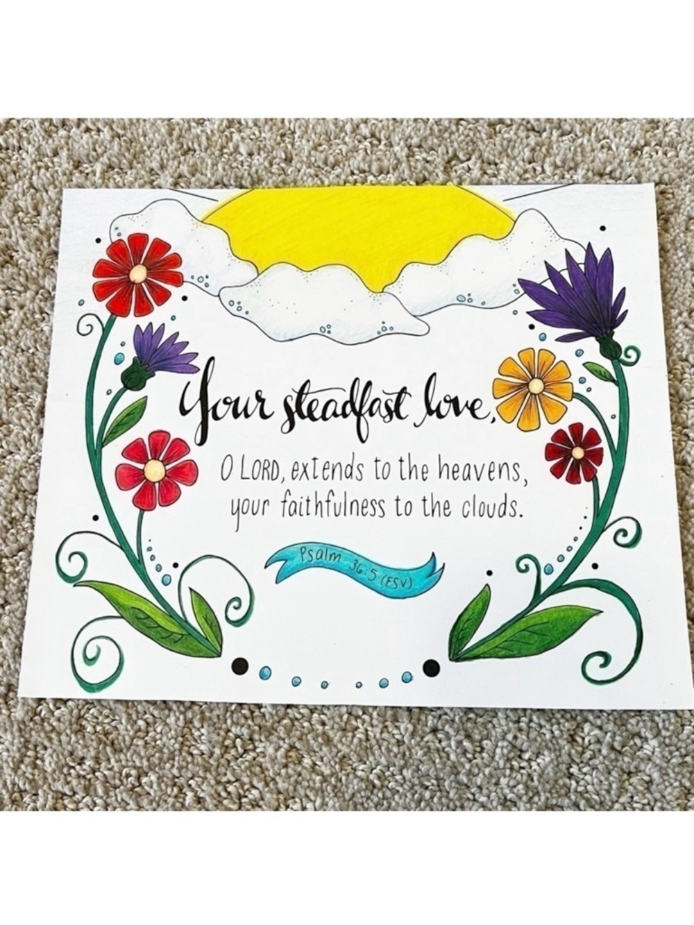 Psalm 36:5 Art Print Your Steadfast Love O Lord Bible Scripture Wall Decor ESV
